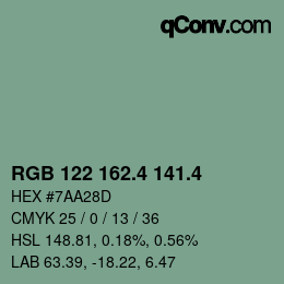カラーコード: RGB 122 162.4 141.4 | qconv.com