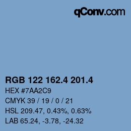 カラーコード: RGB 122 162.4 201.4 | qconv.com