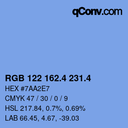 カラーコード: RGB 122 162.4 231.4 | qconv.com