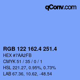 カラーコード: RGB 122 162.4 251.4 | qconv.com