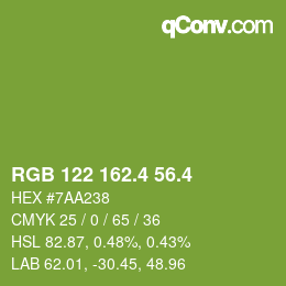 カラーコード: RGB 122 162.4 56.4 | qconv.com