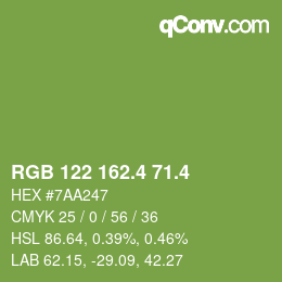 カラーコード: RGB 122 162.4 71.4 | qconv.com