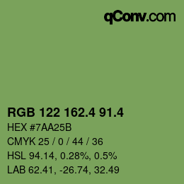 カラーコード: RGB 122 162.4 91.4 | qconv.com