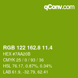 カラーコード: RGB 122 162.8 11.4 | qconv.com