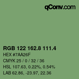 カラーコード: RGB 122 162.8 111.4 | qconv.com