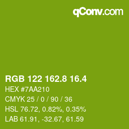 カラーコード: RGB 122 162.8 16.4 | qconv.com