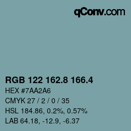 カラーコード: RGB 122 162.8 166.4 | qconv.com
