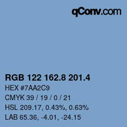 カラーコード: RGB 122 162.8 201.4 | qconv.com