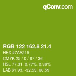 カラーコード: RGB 122 162.8 21.4 | qconv.com