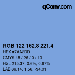 カラーコード: RGB 122 162.8 221.4 | qconv.com