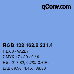 カラーコード: RGB 122 162.8 231.4 | qconv.com