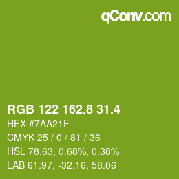 カラーコード: RGB 122 162.8 31.4 | qconv.com