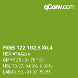 カラーコード: RGB 122 162.8 36.4 | qconv.com