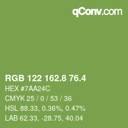 カラーコード: RGB 122 162.8 76.4 | qconv.com