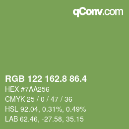 カラーコード: RGB 122 162.8 86.4 | qconv.com