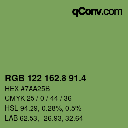 カラーコード: RGB 122 162.8 91.4 | qconv.com