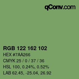 カラーコード: RGB 122 162 102 | qconv.com