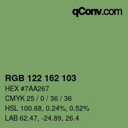 カラーコード: RGB 122 162 103 | qconv.com