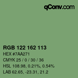 Color code: RGB 122 162 113 | qconv.com
