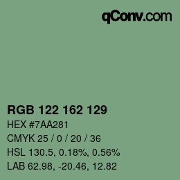 Color code: RGB 122 162 129 | qconv.com