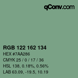 Color code: RGB 122 162 134 | qconv.com
