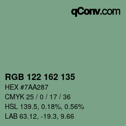 Color code: RGB 122 162 135 | qconv.com