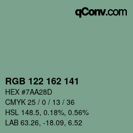 Color code: RGB 122 162 141 | qconv.com