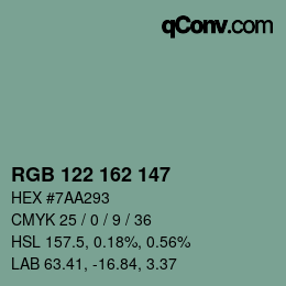 Color code: RGB 122 162 147 | qconv.com