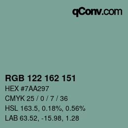 Color code: RGB 122 162 151 | qconv.com
