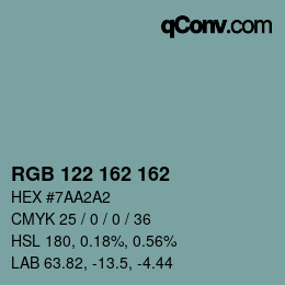カラーコード: RGB 122 162 162 | qconv.com