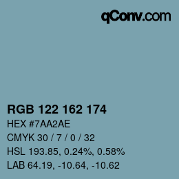 Código de color: RGB 122 162 174 | qconv.com