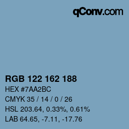 Color code: RGB 122 162 188 | qconv.com