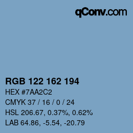 カラーコード: RGB 122 162 194 | qconv.com