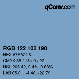 Color code: RGB 122 162 198 | qconv.com