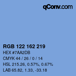 Color code: RGB 122 162 219 | qconv.com