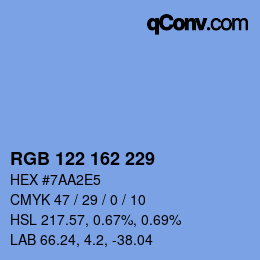 颜色代码: RGB 122 162 229 | qconv.com
