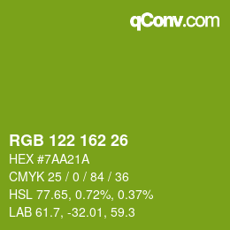 カラーコード: RGB 122 162 26 | qconv.com