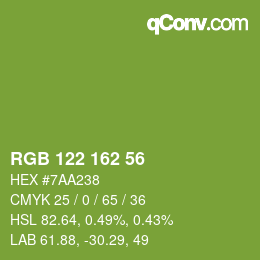 Color code: RGB 122 162 56 | qconv.com