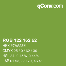 カラーコード: RGB 122 162 62 | qconv.com
