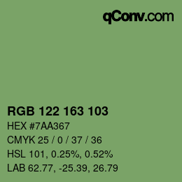 Color code: RGB 122 163 103 | qconv.com