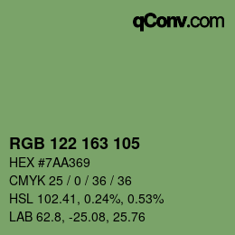 カラーコード: RGB 122 163 105 | qconv.com
