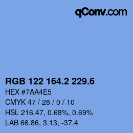 カラーコード: RGB 122 164.2 229.6 | qconv.com