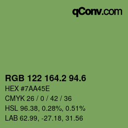 カラーコード: RGB 122 164.2 94.6 | qconv.com