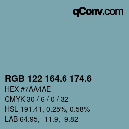 カラーコード: RGB 122 164.6 174.6 | qconv.com