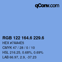 カラーコード: RGB 122 164.6 229.6 | qconv.com