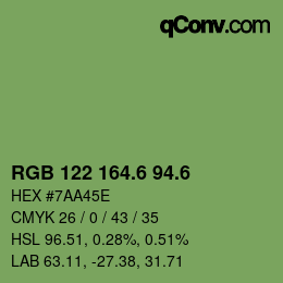 カラーコード: RGB 122 164.6 94.6 | qconv.com