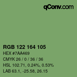 カラーコード: RGB 122 164 105 | qconv.com