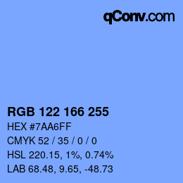 Color code: RGB 122 166 255 | qconv.com