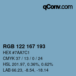 カラーコード: RGB 122 167 193 | qconv.com