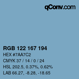 Farbcode: RGB 122 167 194 | qconv.com